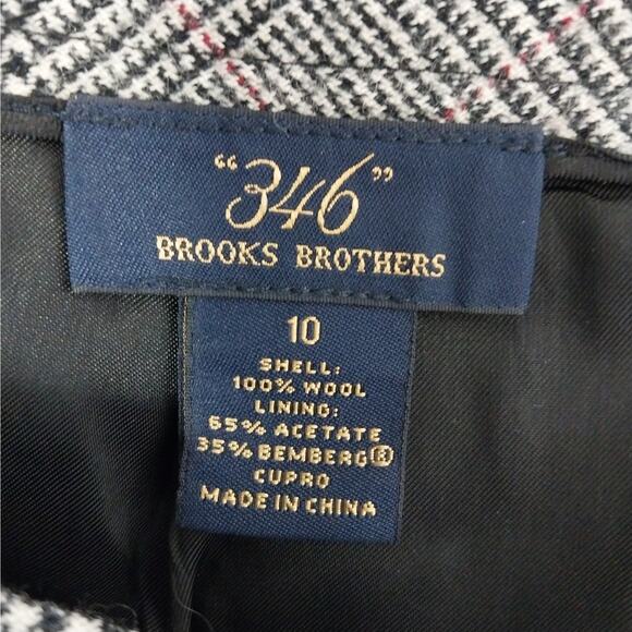 NWOT! BROOKS BROTHERS! FINE WOOL! BLACK, WHITE & RED PLAID CLASSIC SKIRT! SZ 10 - Picture 6 of 8
